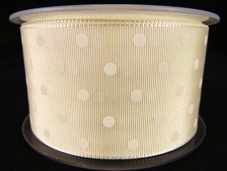 Wstążka 48mm ryps dwustronna KROPECZKA ecru