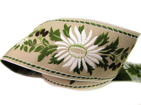 Taśma 55mm żakard KWIAT beż