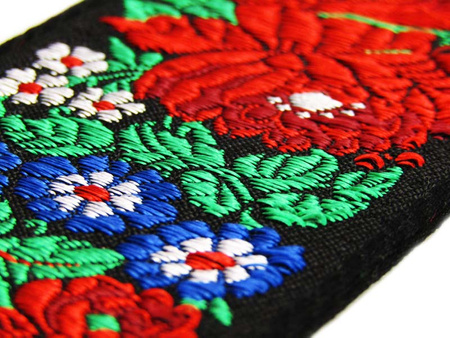 Taśma 70mm żakard RÓŻA czarna