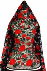 Koronka 140cm tiulowa RÓŻA czerwona