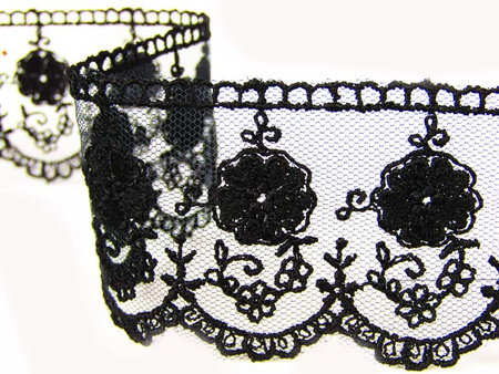 Koronka 4,5cm tiulowa czarna