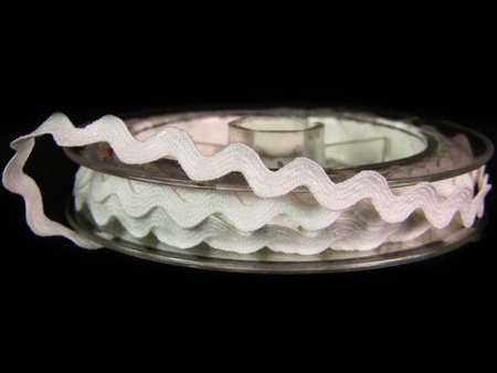 Taśma 7,3mm zygzak bawełna biała