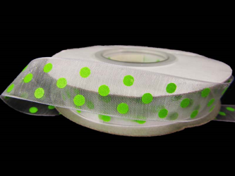 Wstążka 15mm organtyna KROPKA zielona