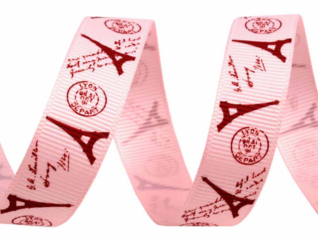 Wstążka 16mm ryps Paris róż