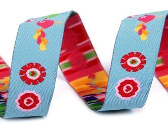 Taśma 16mm żakard PTASZEK turkus