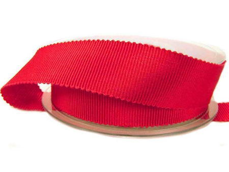 Taśma 25mm ryps bawełniano-wiskozowa żywoczerwona