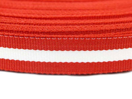 Taśma 11mm tkana LAMPAS czerwono-biało