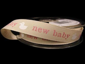 Wstążka 15mm tafta NEW BABY róż