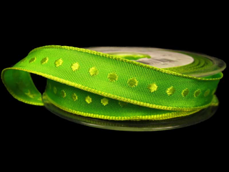 Taśma 15mm tkana KROPKA neon zielona