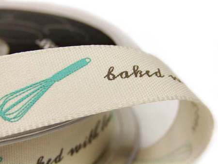 Wstążka 15mm tafta BAKED WITH LOVE natural