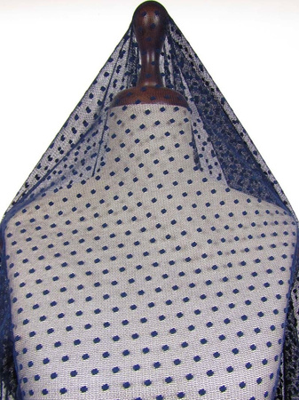 Tiul 150cm miękki KROPKA granat jasny