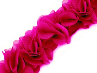 Taśma 6cm ozdobna KWIAT 3D amarant