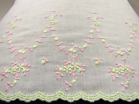 Koronka 20cm haft angielski róż_seledyn