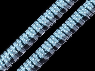 Taśma 2,5cm falbanka organtyna kropka niebieska