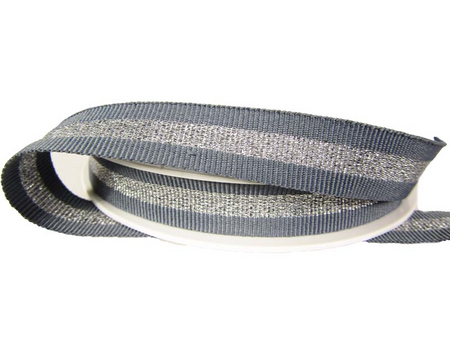 Taśma 1,5cm ryps popiel lampas srebrny