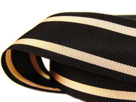 Taśma 25mm ryps lampas czarno-beżowa