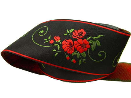 Taśma 50mm żakard KWIAT czarna