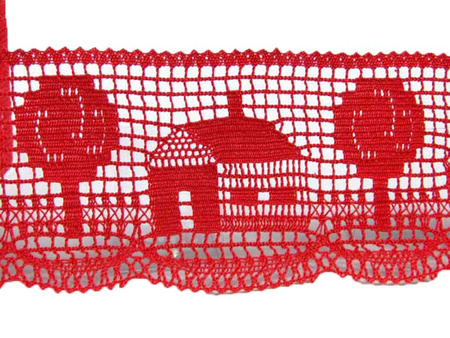 Koronka 7,3cm bawełniana czerwona malina