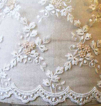 Koronka 95cm tiulowa haft ivory