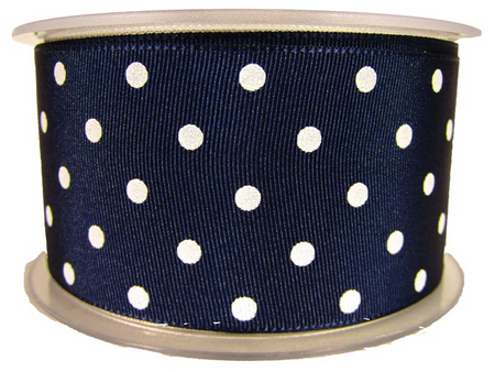 Wstążka 48mm ryps dwustronna KROPECZKA granat