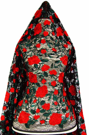 Koronka 140cm tiulowa RÓŻA czerwona