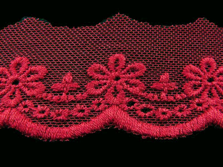 Koronka 4cm tiulowa czerwona malina