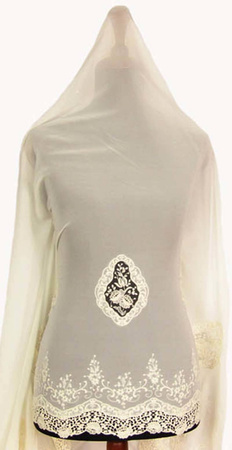 Koronka 140cm żorżeta haft ecru