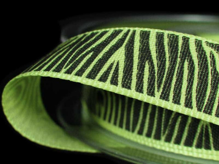 Wstążka 15mm tafta ZEBRA pistacja