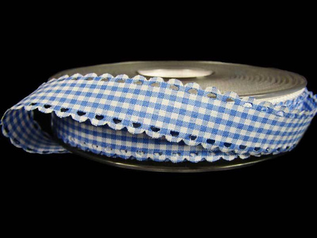 Wstążka 15mm poly WYCINANKA PEPITO błękitna