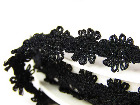 Taśma 12mm elastyczna FLOWER czarna