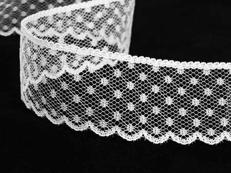 Koronka 3cm stabilna DOTS biała