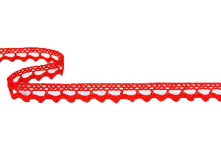 Koronka 0,9cm bawełniana żywo-czerwona