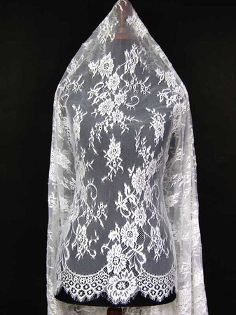 Koronka 140cm tiulowa podkład biała