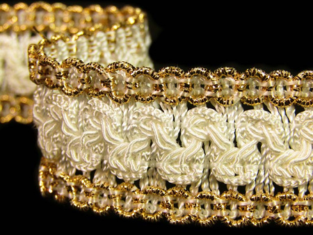 Taśma 2,5cm galonowa ivory-złota