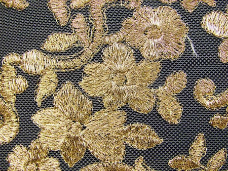 Koronka 140cm tiulowa haft złota