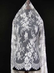 Koronka 140cm tiulowa podkład biała