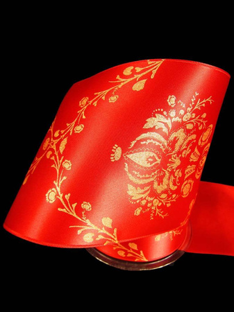 Wstążka 100mm atłas FESTIVE czerwona