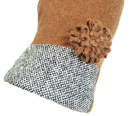 Rękawiczka WEŁNA damska ocieplana rdzawa