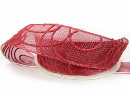 Wstążka 25mm organtyna ESY FLORESY bordo