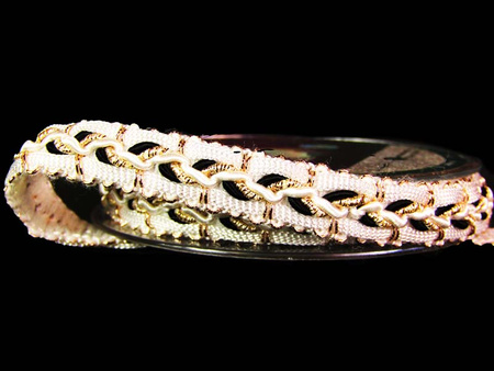 Taśma 1cm ozdobna pleciona biało-złota