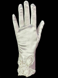 Rękawiczka satyna gipiura biała