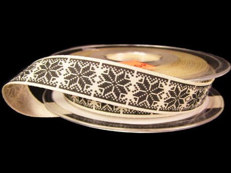 Wstążka 15mm tafta NORDIC FLAKE czarna