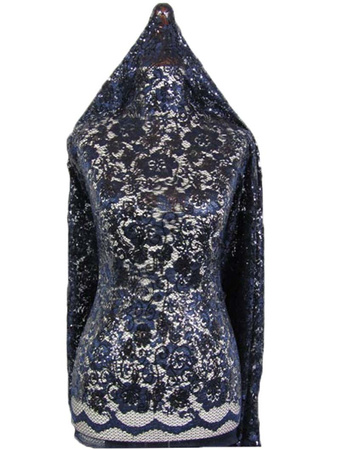 Koronka elastyczna cekin granat