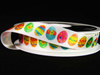 Wstążka 15mm atłas Easter Eggs biała