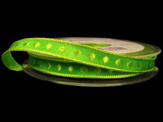 Taśma 10mm tkana KROPKA neon zielona