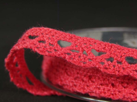 Koronka 1cm bawełniana róż koral