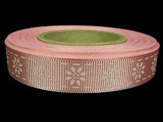 Wstążka 15mm ryps KWIATEK pudrowy róż