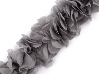 Taśma 5cm ozdobna KWIAT 3D popiel