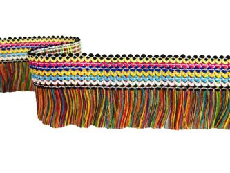 Taśma 4,2cm frędzel multi-kolor