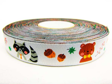 Taśma 16mm żakard ZWIERZAK biała